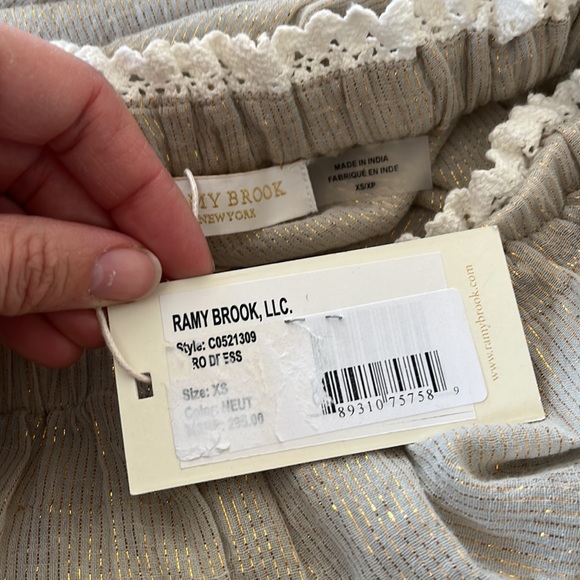 NWT $295 Ramy Brook Womens Kyro Mini Dress, Brown size XS off shoulder - Picture 6 of 14